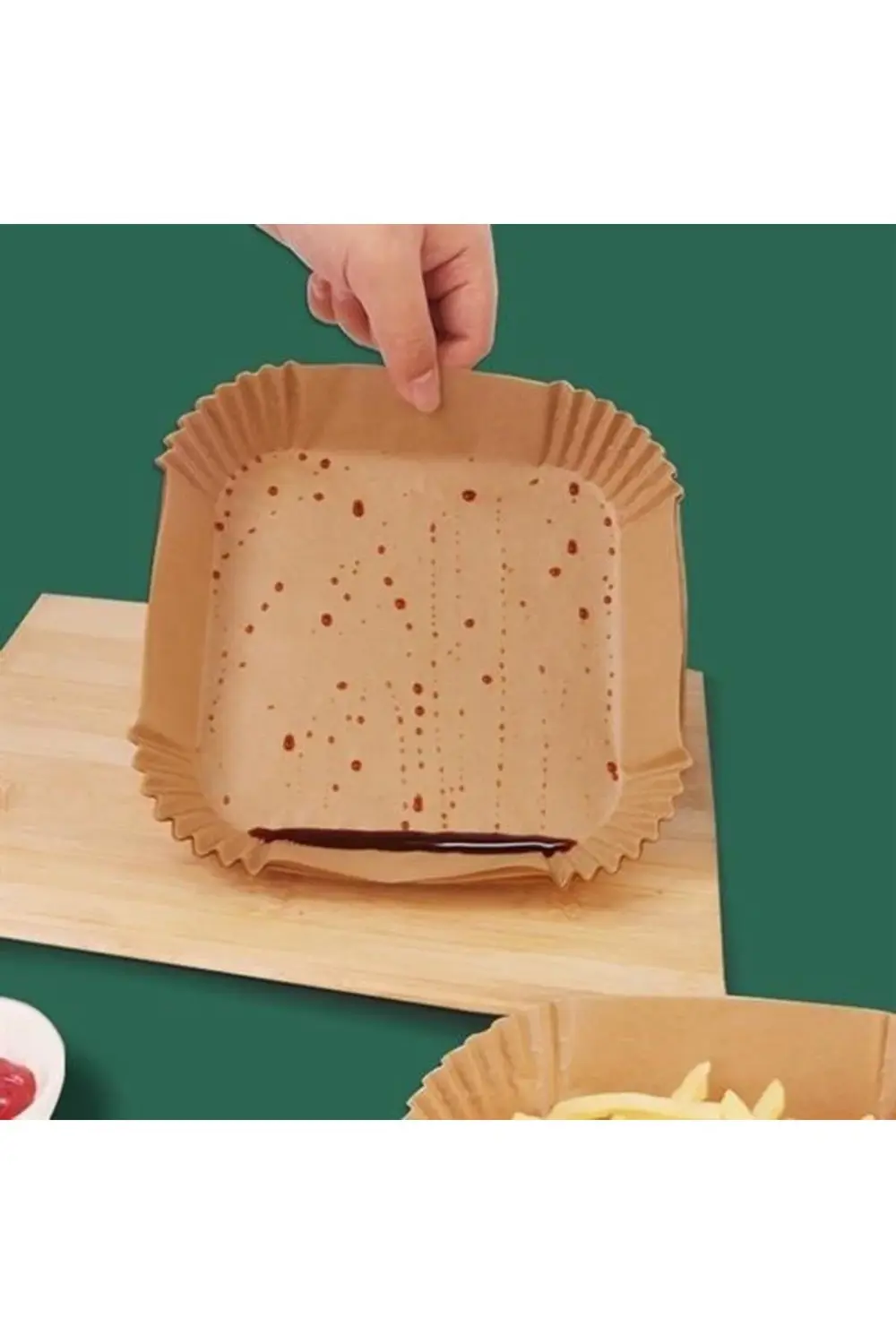 50 Adet Air Fryer Pişirme Kağıdı Tek Kullanımlık Hava Fritöz Yağ