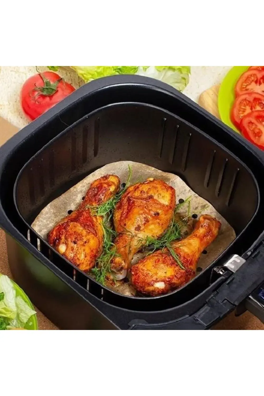 50 Adet Air Fryer Pişirme Kağıdı Tek Kullanımlık Hava Fritöz Yapı