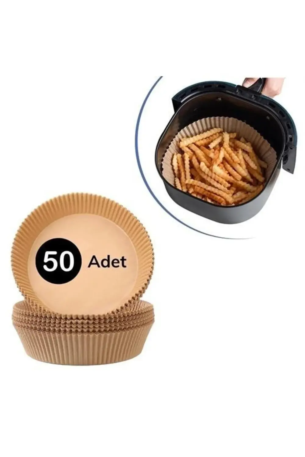 50 Adet Air Fryer Pişirme Kağıdı Tek Kullanımlık Hava Fritöz Yağ