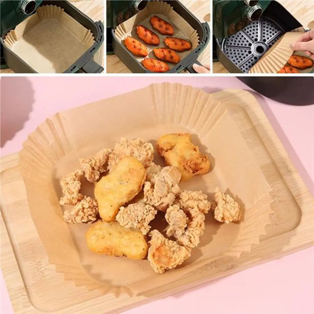50 Adet Air Fryer Pişirme Kağıdı Tek Kullanımlık Yağ Geçirmez Yap 50 Adet Air Fryer Pişirme Kağıdı Tek Kullanımlık Yağ Geçirmez Yap
