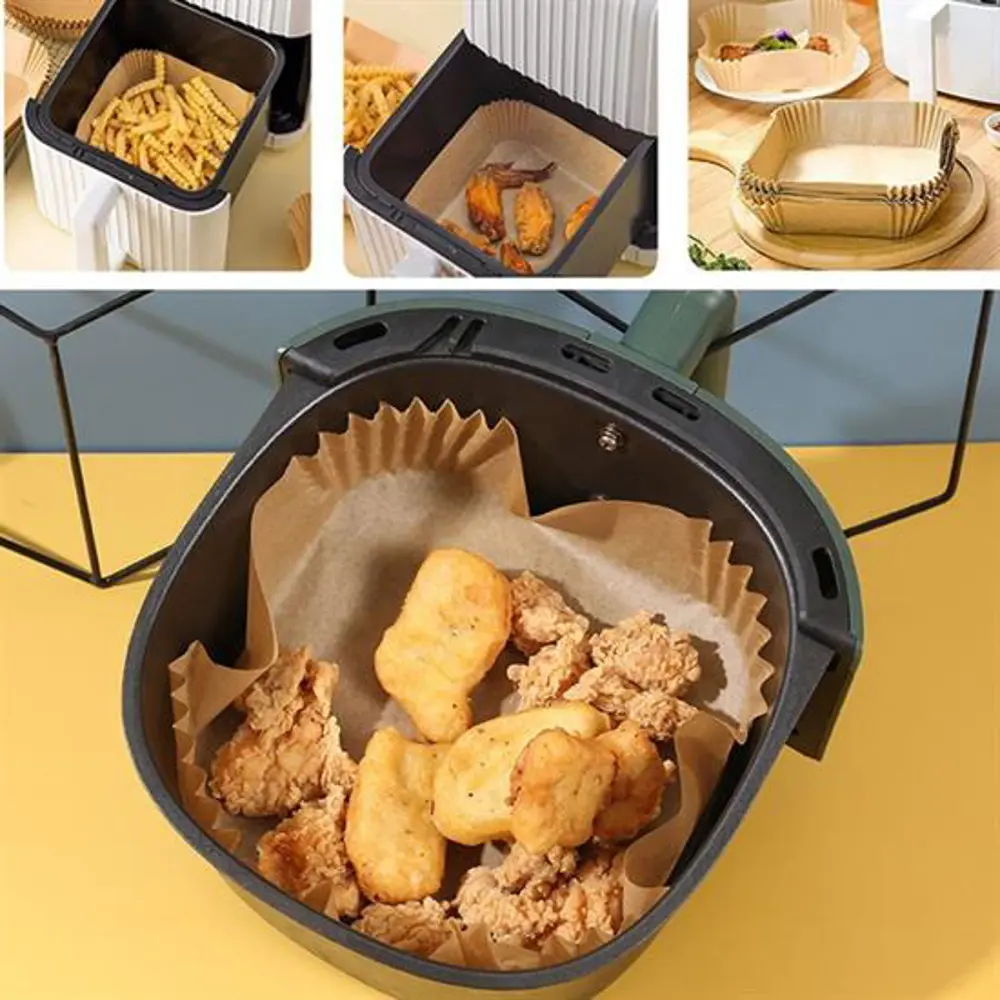 50 Adet Air Fryer Pişirme Kağıdı Tek Kullanımlık Yağ Geçirmez Yap 50 Adet Air Fryer Pişirme Kağıdı Tek Kullanımlık Yağ Geçirmez Yap