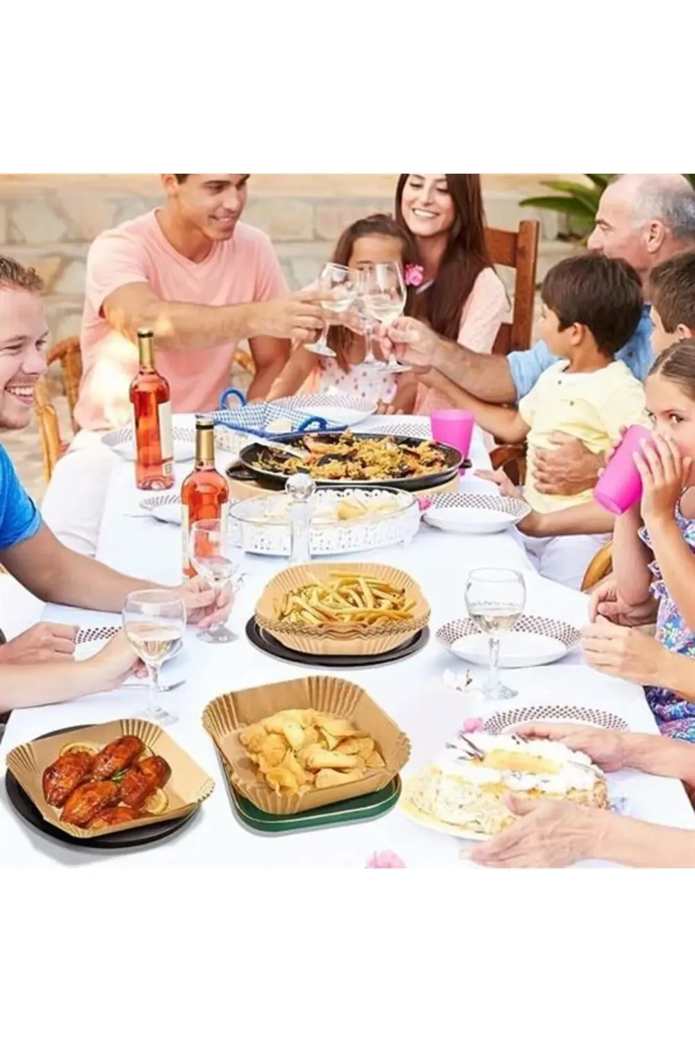 50 Adet Air Fryer Pişirme Kağıdı - Tek Kullanımlık, Yağ Geçirmez,