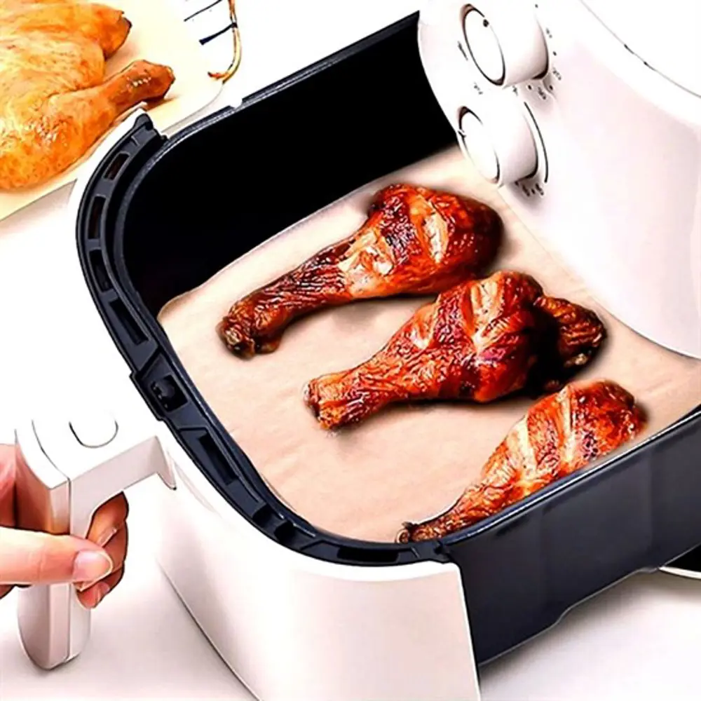50 Adet Air Fryer Pişirme Kağıdı Tek Kullanımlık Yağ Su Geçirmez 