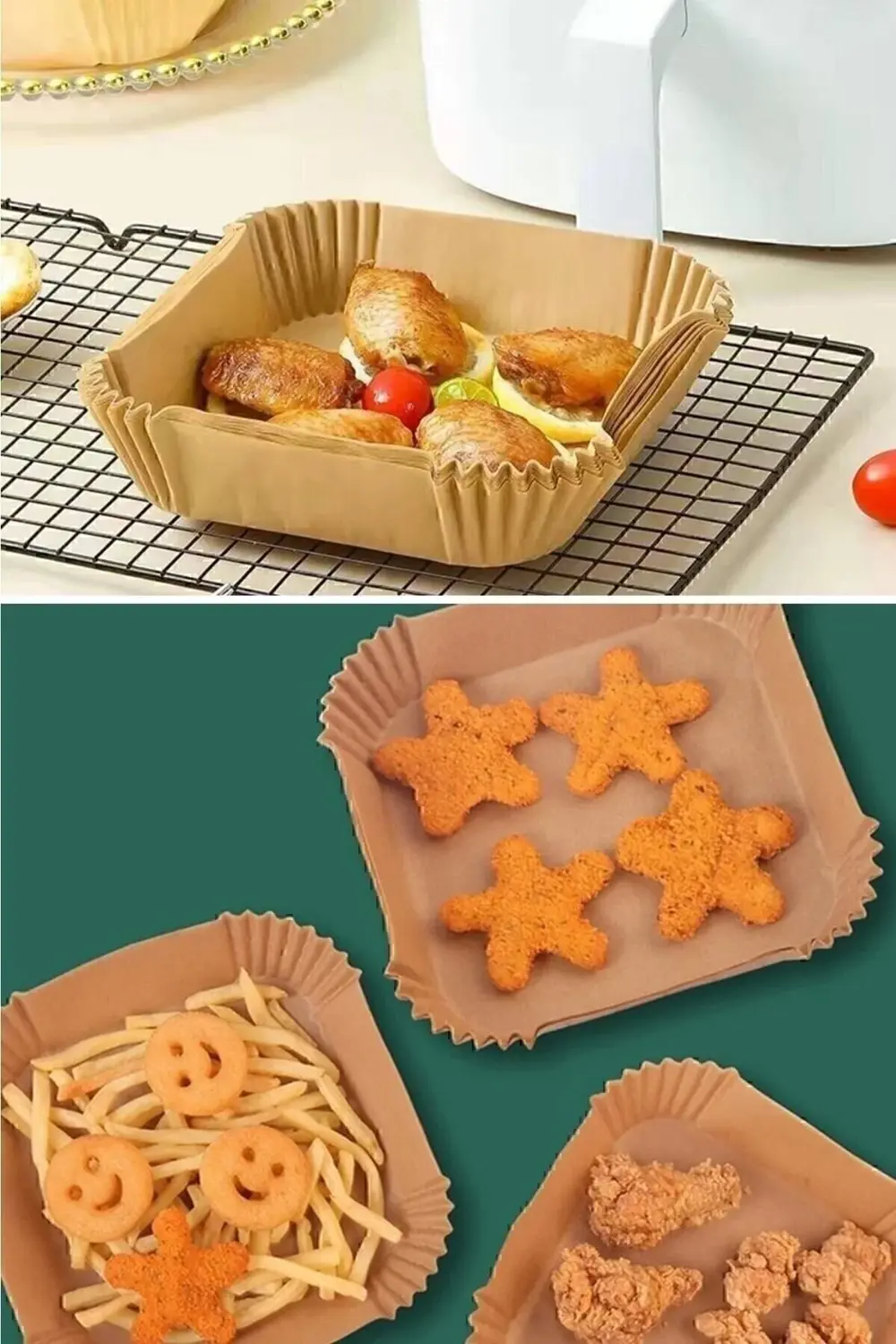 50 Adet Airfryer Pişirme Kağıdı Kare Tabak Model Yağlı Kağıt