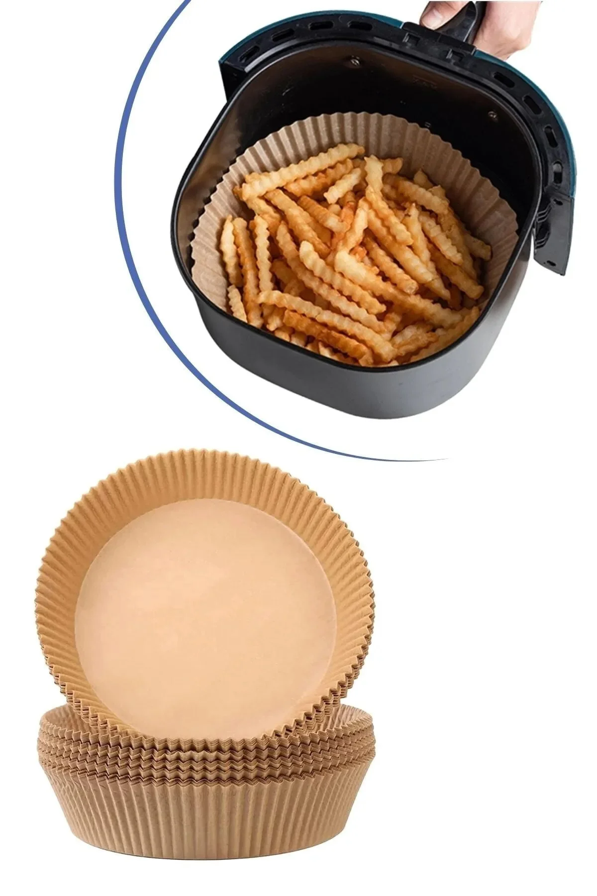 50 Adet Airfryer Yağsız Pişirme Kağıdı Yağ Geçirmez Yapışmaz Tek 50 Adet Airfryer Yağsız Pişirme Kağıdı Yağ Geçirmez Yapışmaz Tek