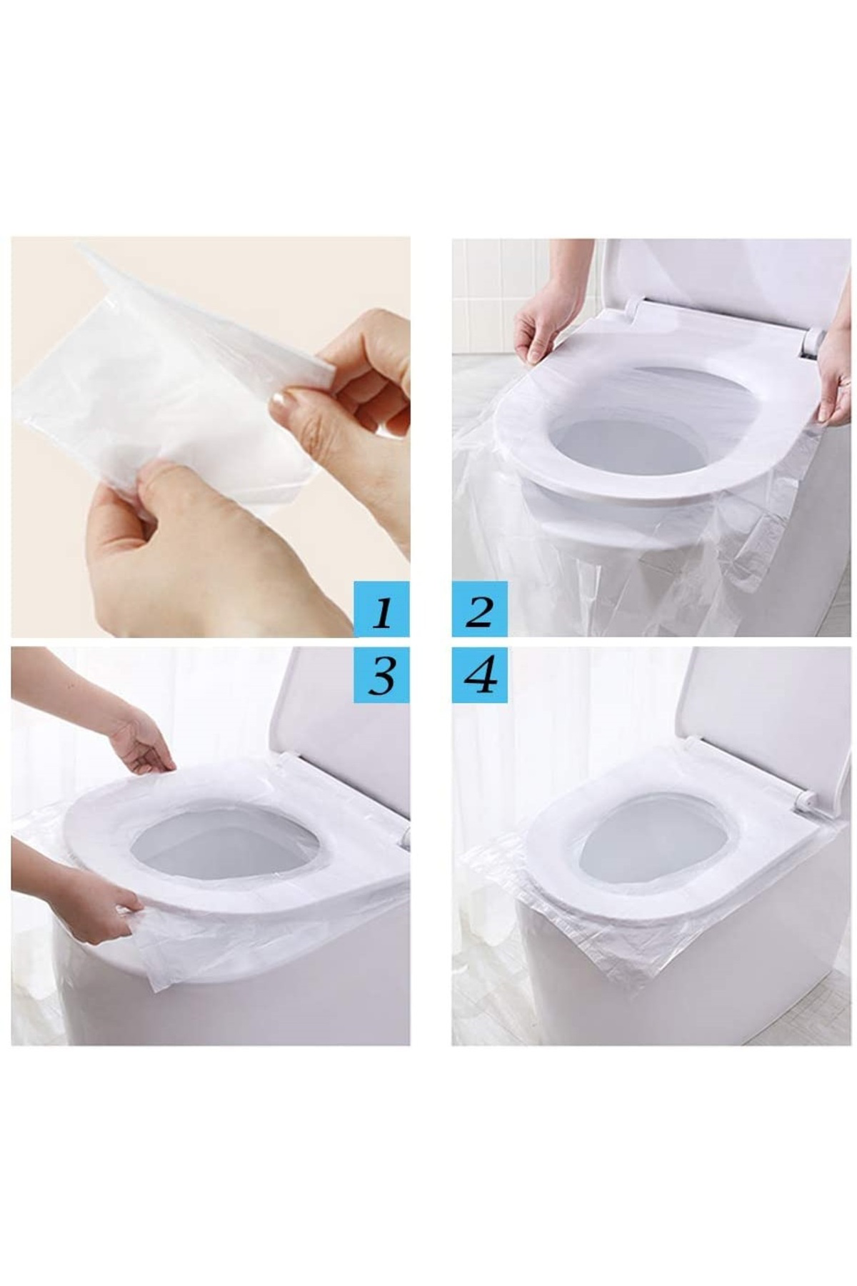 Hereveoyuncak 50 Adet Biyobozulur Klozet Kapağı Poşeti Seyahat Tipi Taşınabilir