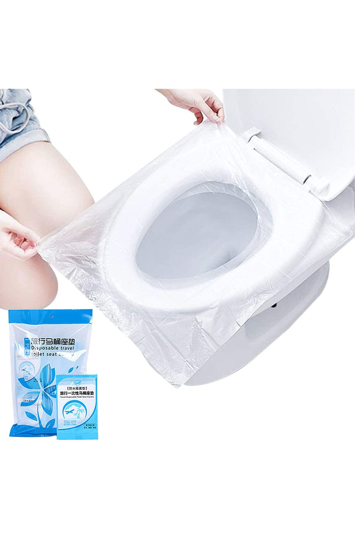 Hereveoyuncak 50 Adet Biyobozulur Klozet Kapağı Poşeti Seyahat Tipi Taşınabilir