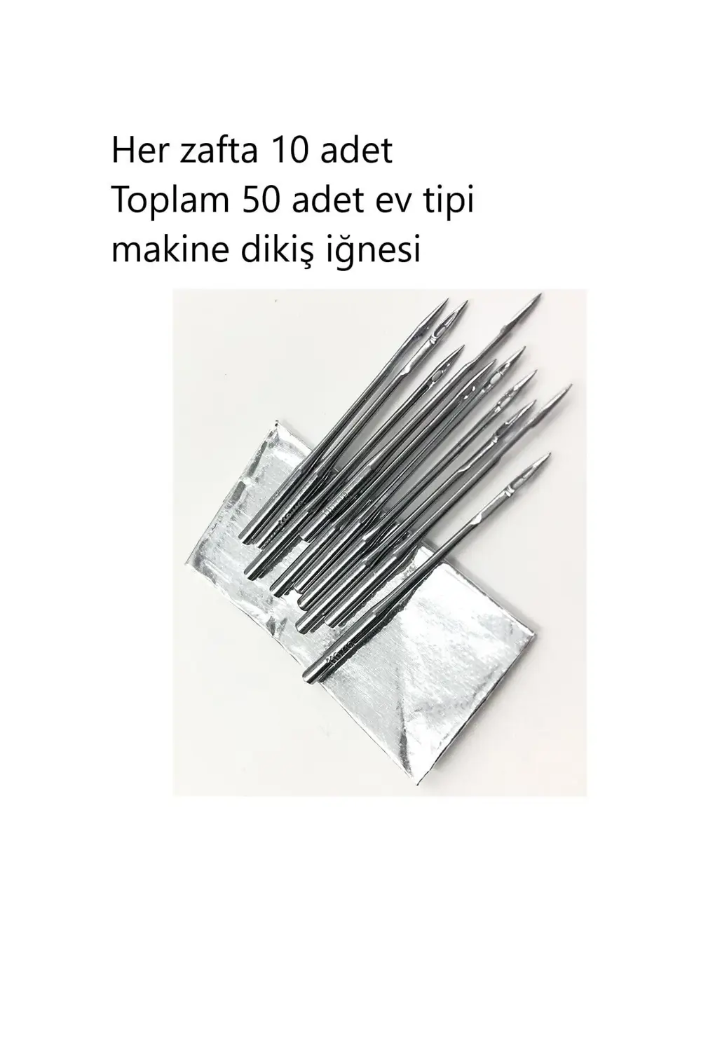 Tuhafiyecimiz 50 Adet Ev Tipi Dikiş Makinesi İğne Seti (9-11-14-16-18 Numaralar