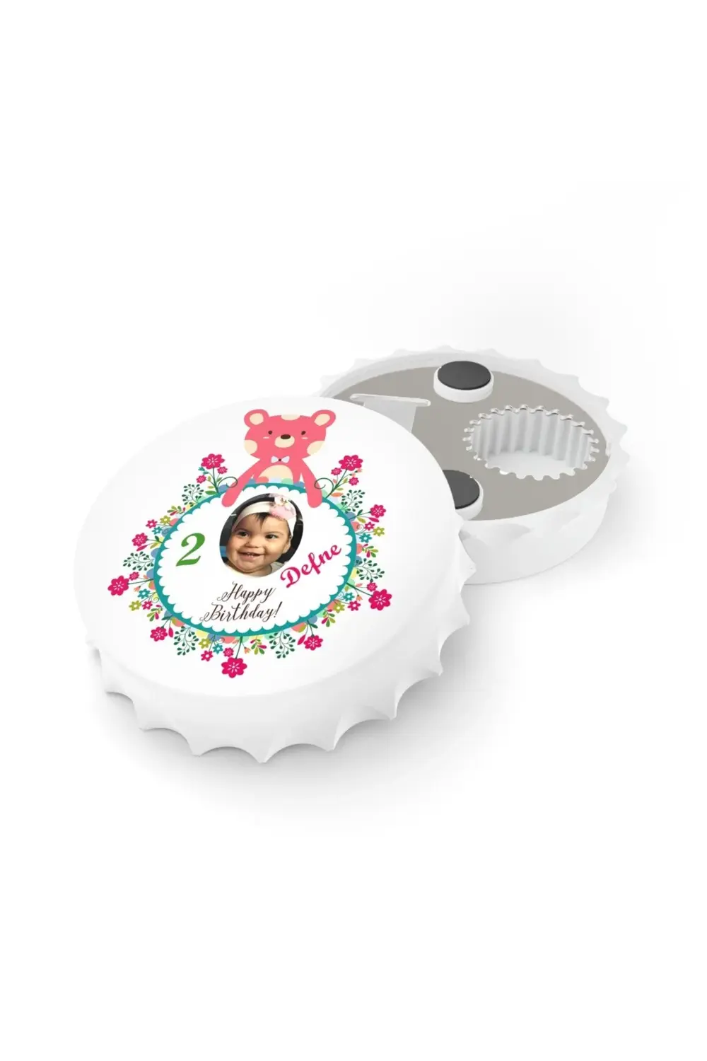 Leylaser 50 Adet Kapak Açacak Resimli Kişiye Özel Magnet Buzdolabı Süsü, D