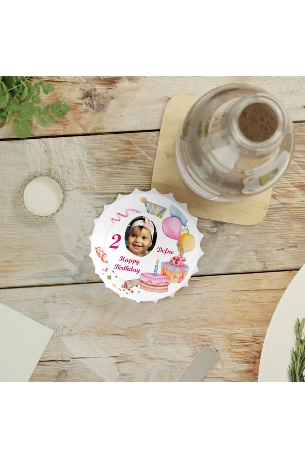 Leylaser 50 Adet Kapak Açacak Resimli Kişiye Özel Magnet Buzdolabı Süsü, D