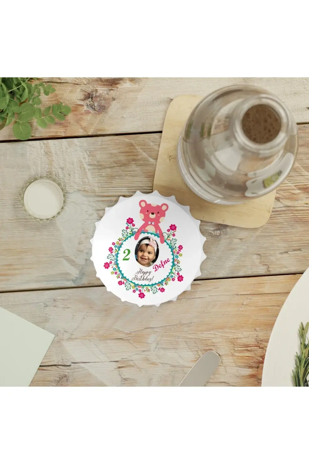 Leylaser 50 Adet Kapak Açacak Resimli Kişiye Özel Magnet Buzdolabı Süsü, D