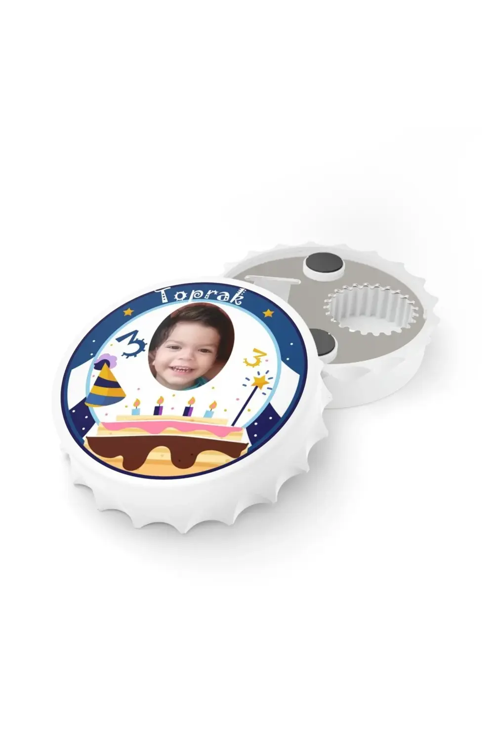 Leylaser 50 Adet Kapak Açacak Resimli Kişiye Özel Magnet Buzdolabı Süsü, D