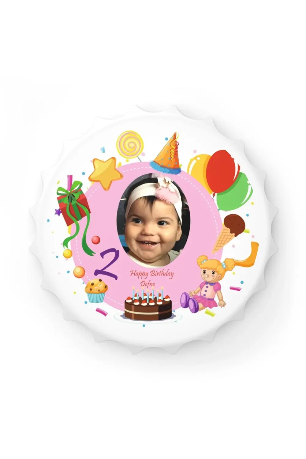 Leylaser 50 Adet Kapak Açacak Resimli Kişiye Özel Magnet Buzdolabı Süsü, D