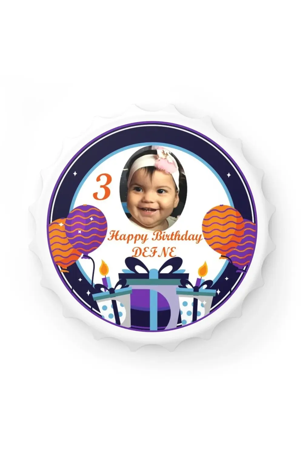 Leylaser 50 Adet Kapak Açacak Resimli Kişiye Özel Magnet Buzdolabı Süsü, D