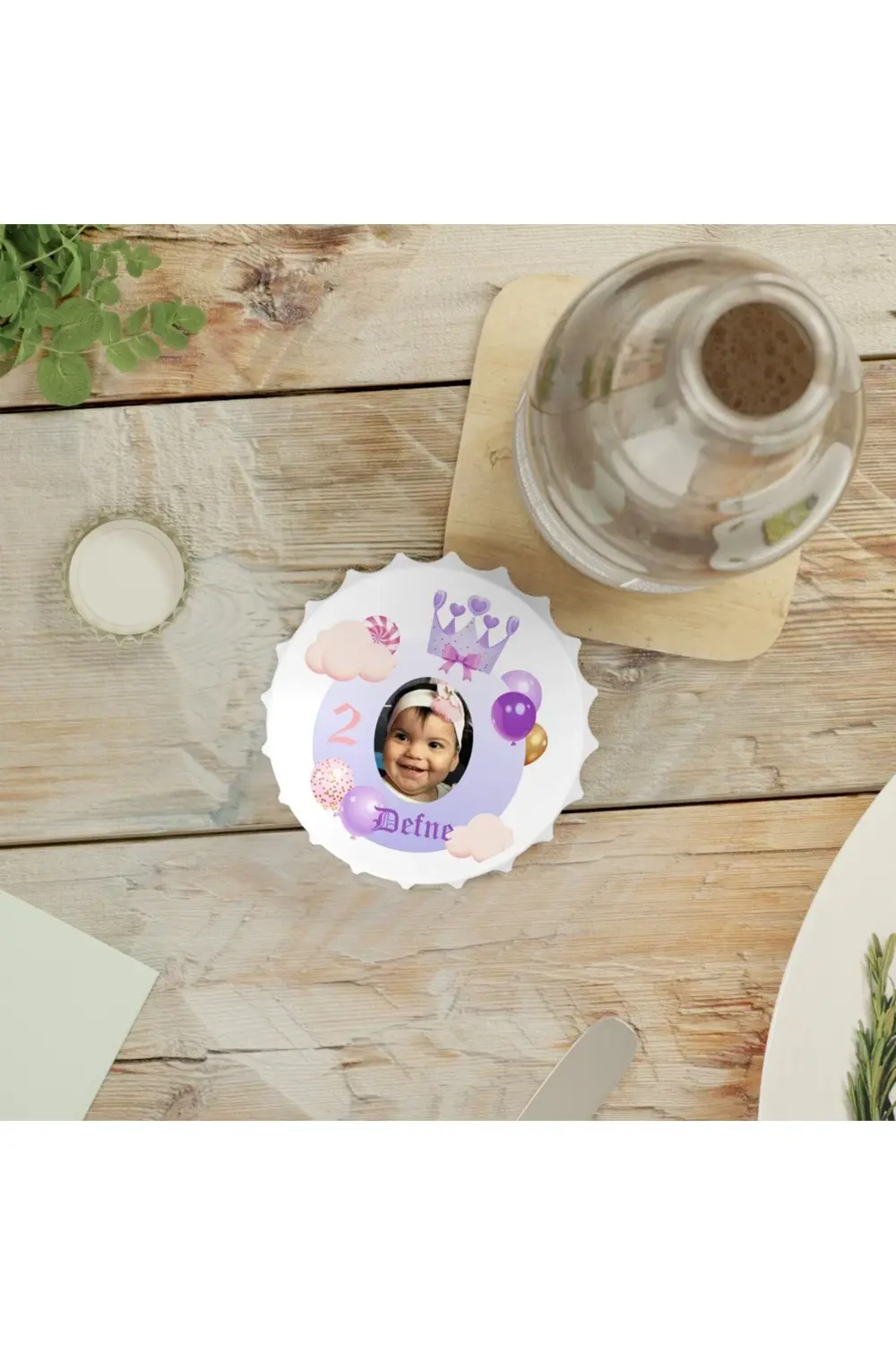 Leylaser 50 Adet Kapak Açacak Resimli Kişiye Özel Magnet Buzdolabı Süsü, D