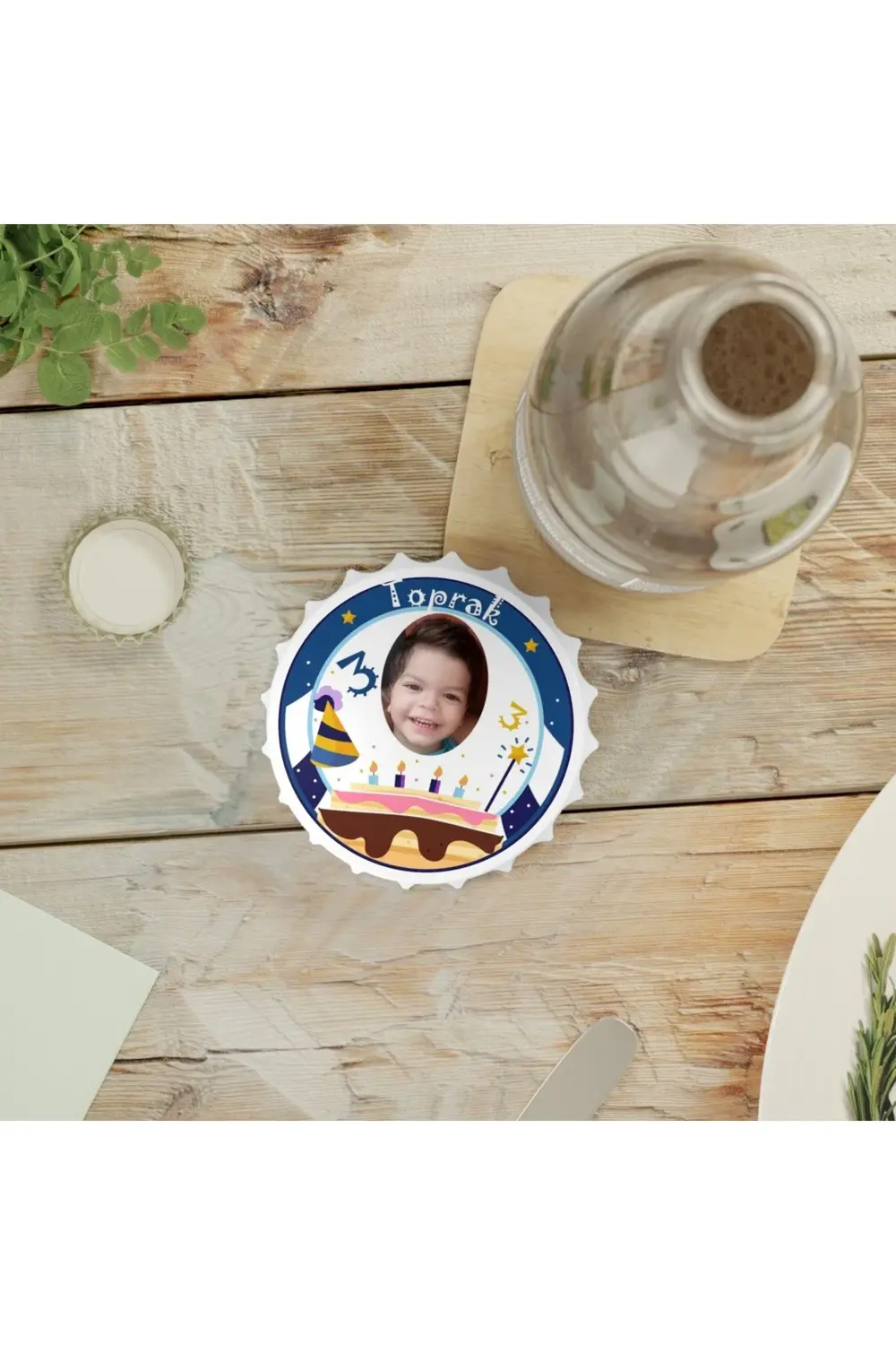 Leylaser 50 Adet Kapak Açacak Resimli Kişiye Özel Magnet Buzdolabı Süsü, D