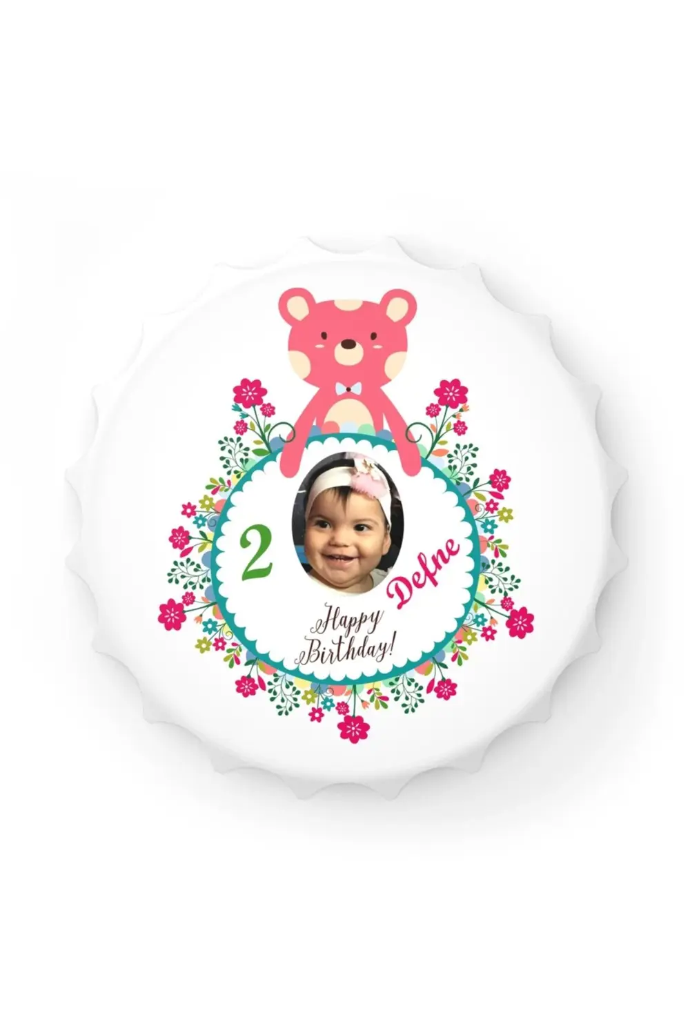 Leylaser 50 Adet Kapak Açacak Resimli Kişiye Özel Magnet Buzdolabı Süsü, D