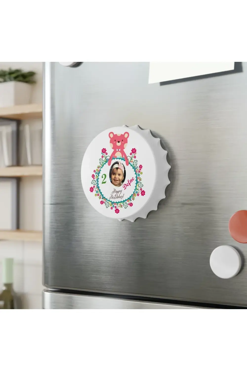 Leylaser 50 Adet Kapak Açacak Resimli Kişiye Özel Magnet Buzdolabı Süsü, D