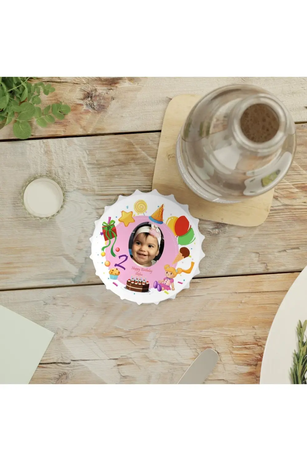 Leylaser 50 Adet Kapak Açacak Resimli Kişiye Özel Magnet Buzdolabı Süsü, D