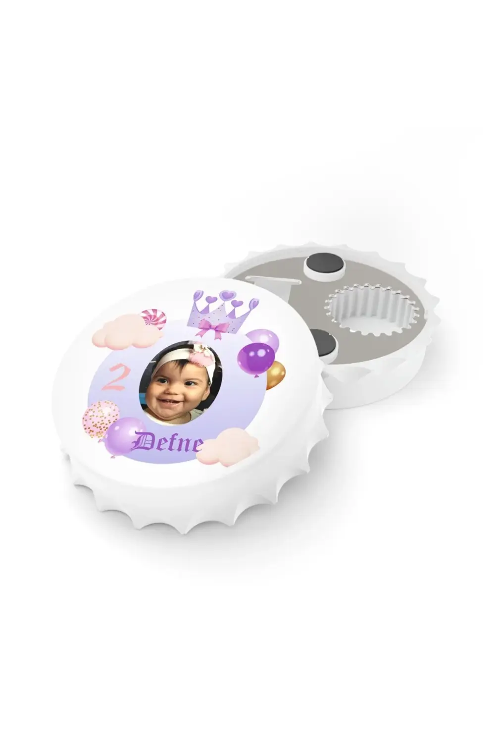 Leylaser 50 Adet Kapak Açacak Resimli Kişiye Özel Magnet Buzdolabı Süsü, D