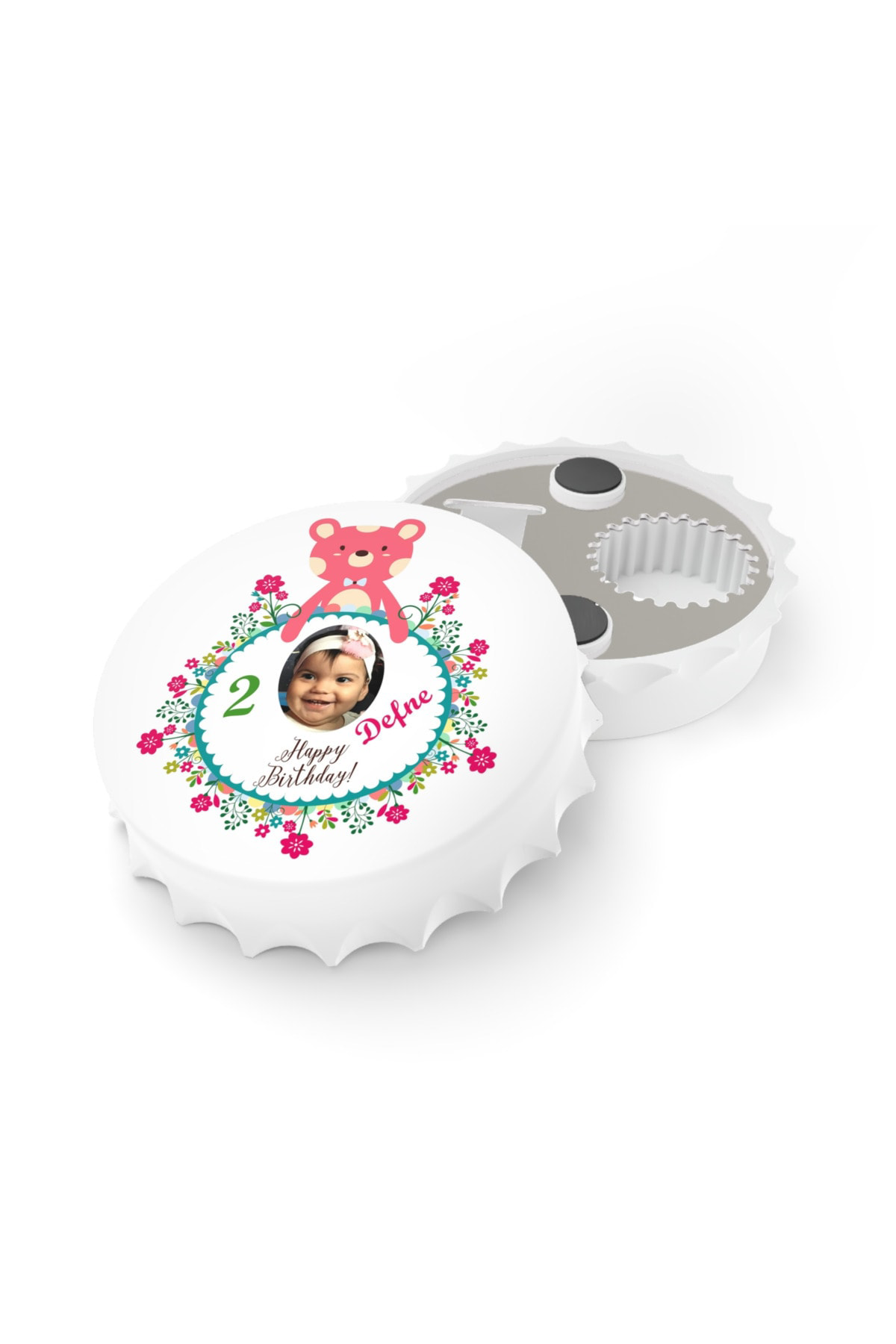 Leylaser 50 Adet Kapak Açacak Resimli Kişiye Özel Magnet Buzdolabı Süsü, D