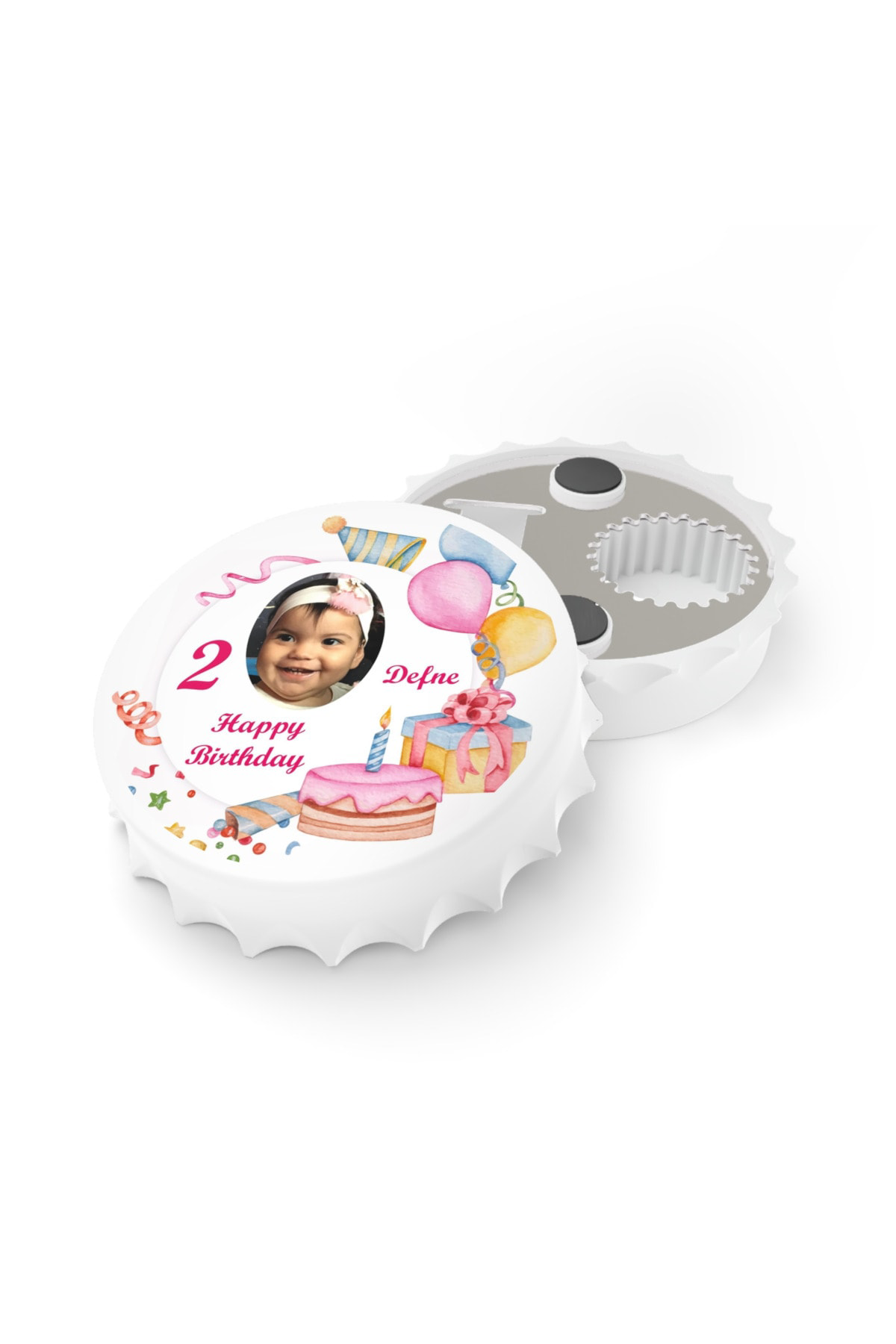 Leylaser 50 Adet Kapak Açacak Resimli Kişiye Özel Magnet Buzdolabı Süsü, D