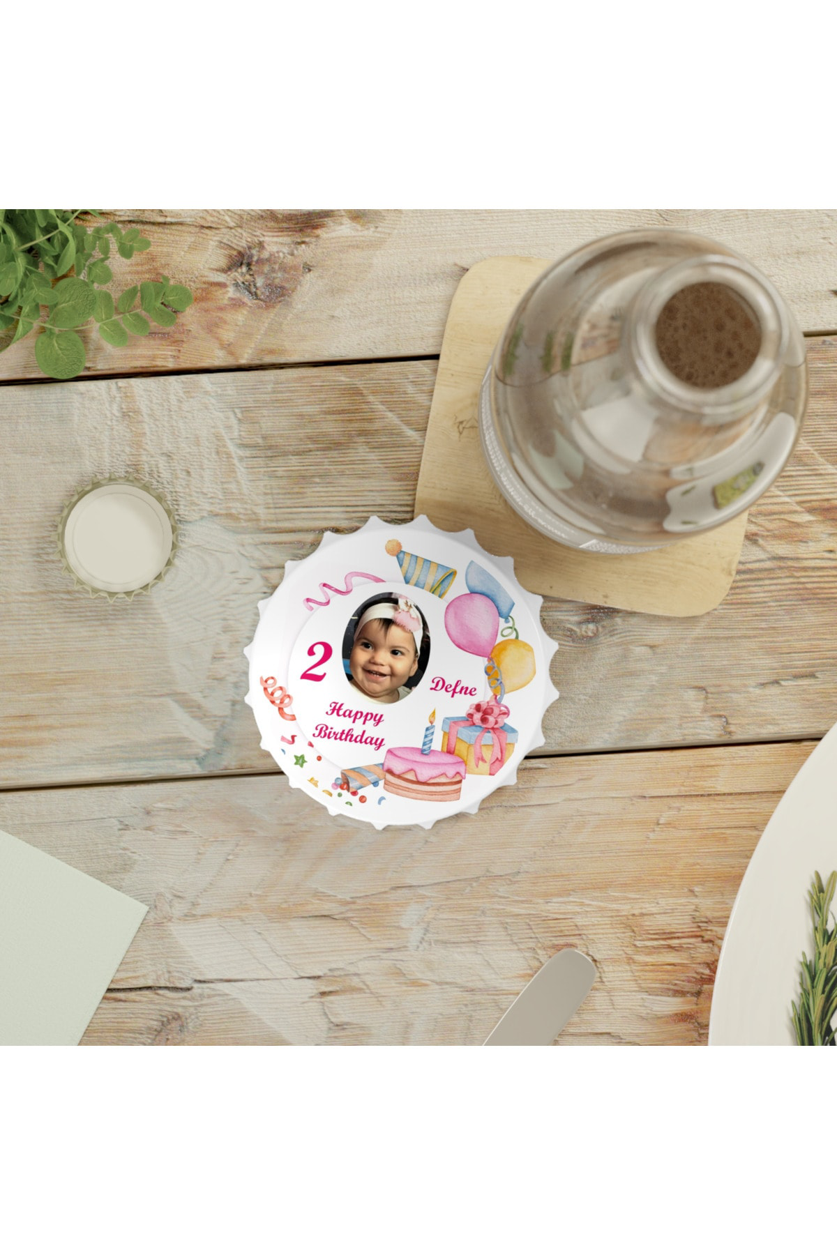 Leylaser 50 Adet Kapak Açacak Resimli Kişiye Özel Magnet Buzdolabı Süsü, D