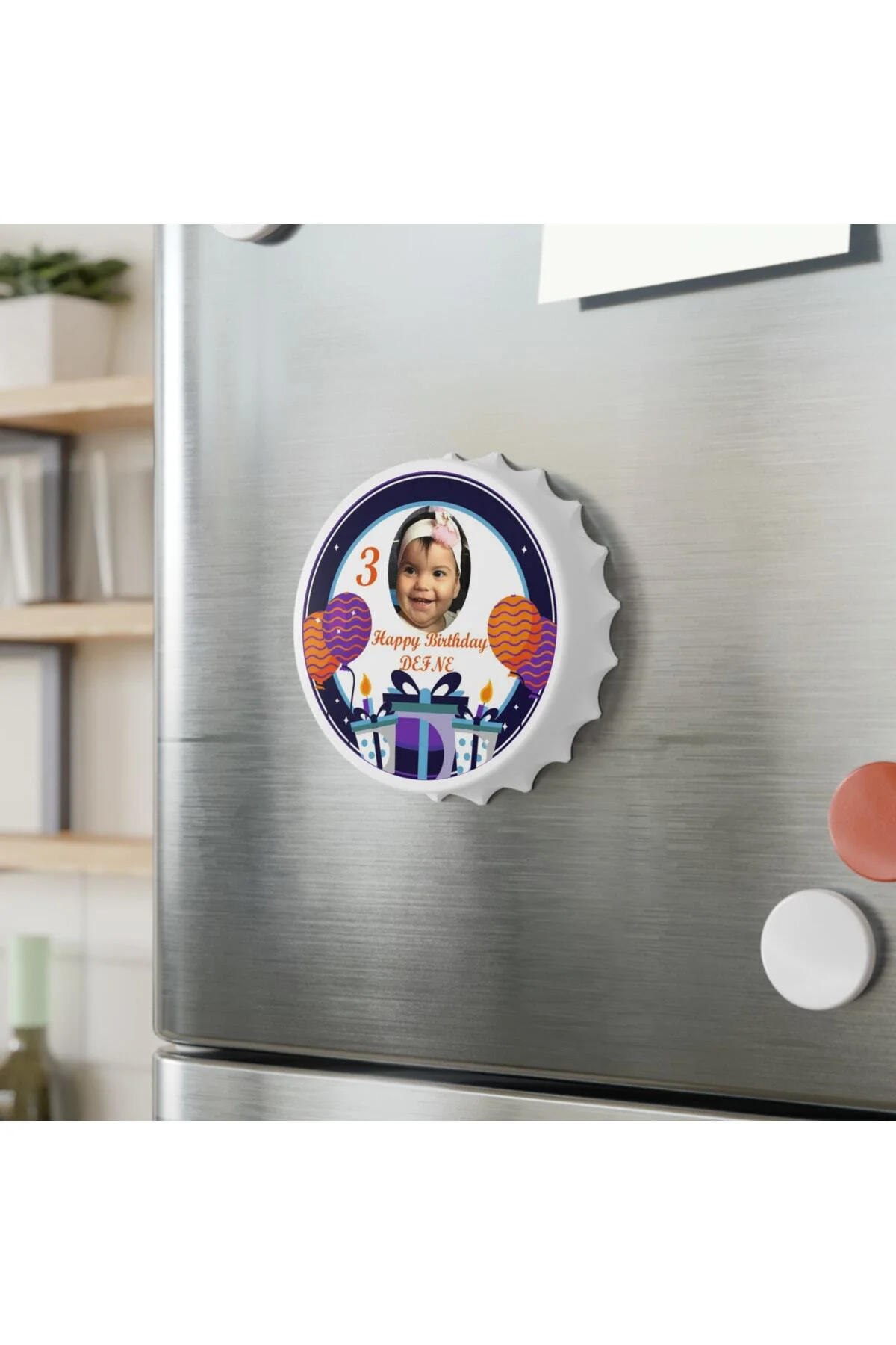 50 Adet Kapak Açacak Resimli Kişiye Özel Magnet Buzdolabı Süsü, D