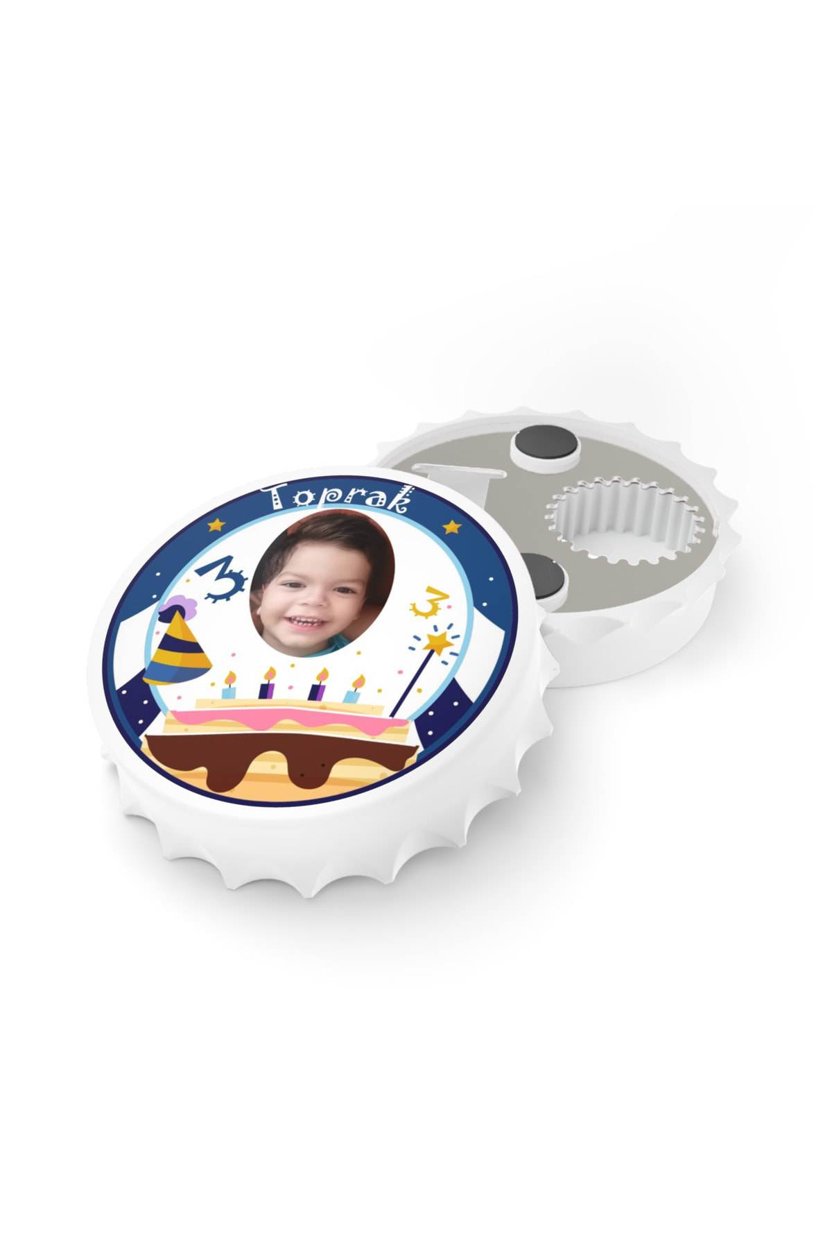 Leylaser 50 Adet Kapak Açacak Resimli Kişiye Özel Magnet Buzdolabı Süsü, D