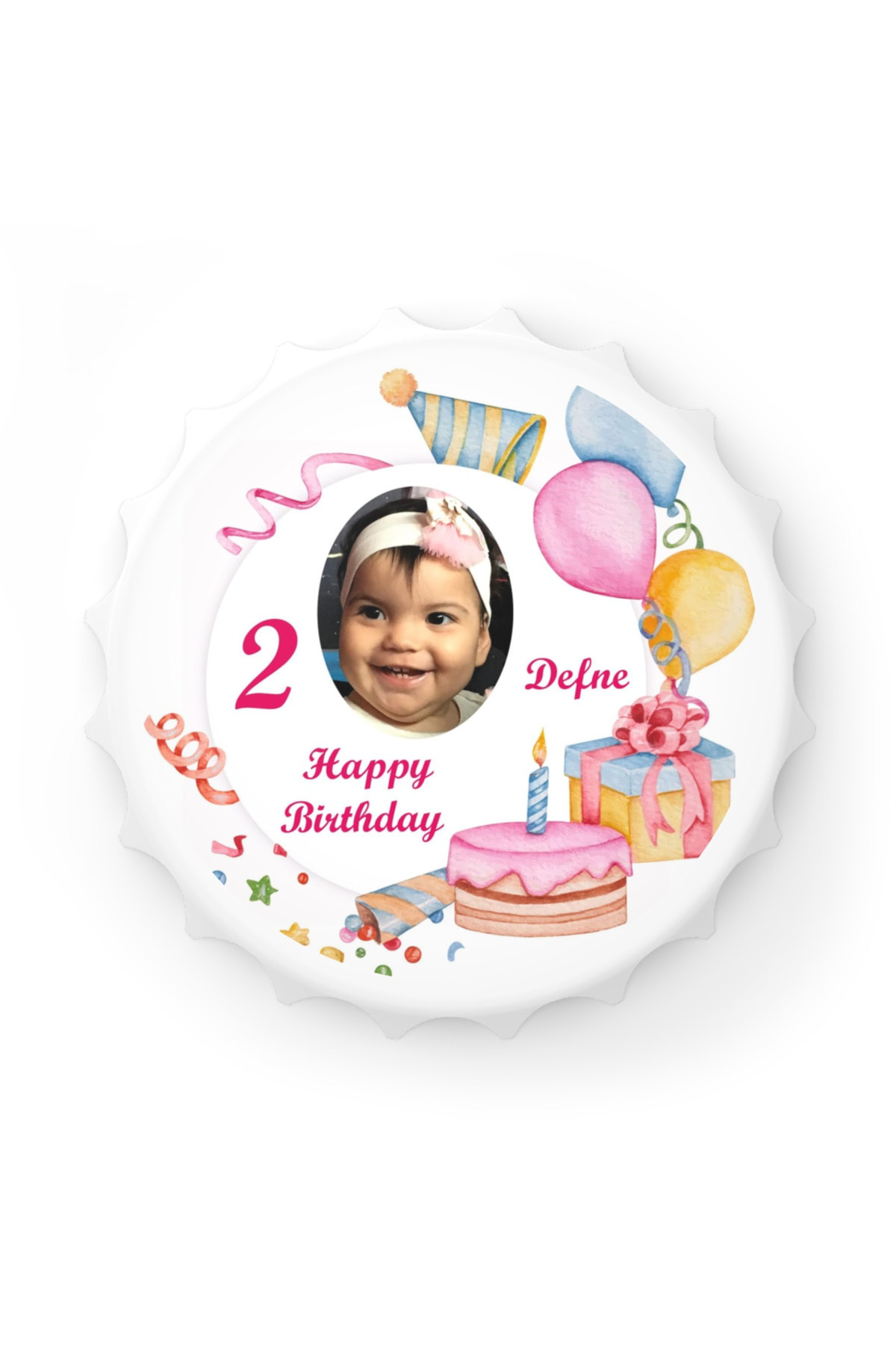 Leylaser 50 Adet Kapak Açacak Resimli Kişiye Özel Magnet Buzdolabı Süsü, D