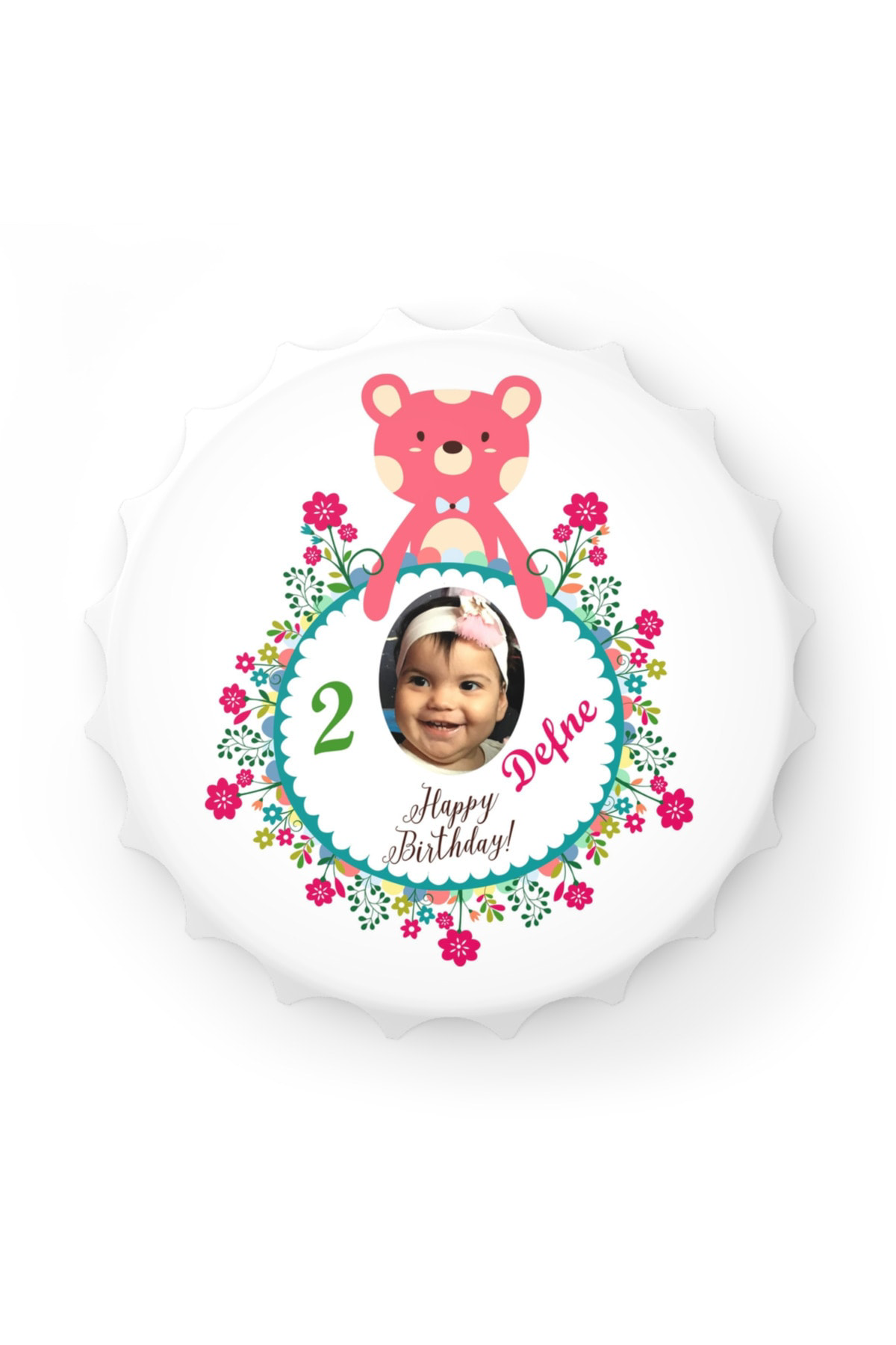 Leylaser 50 Adet Kapak Açacak Resimli Kişiye Özel Magnet Buzdolabı Süsü, D