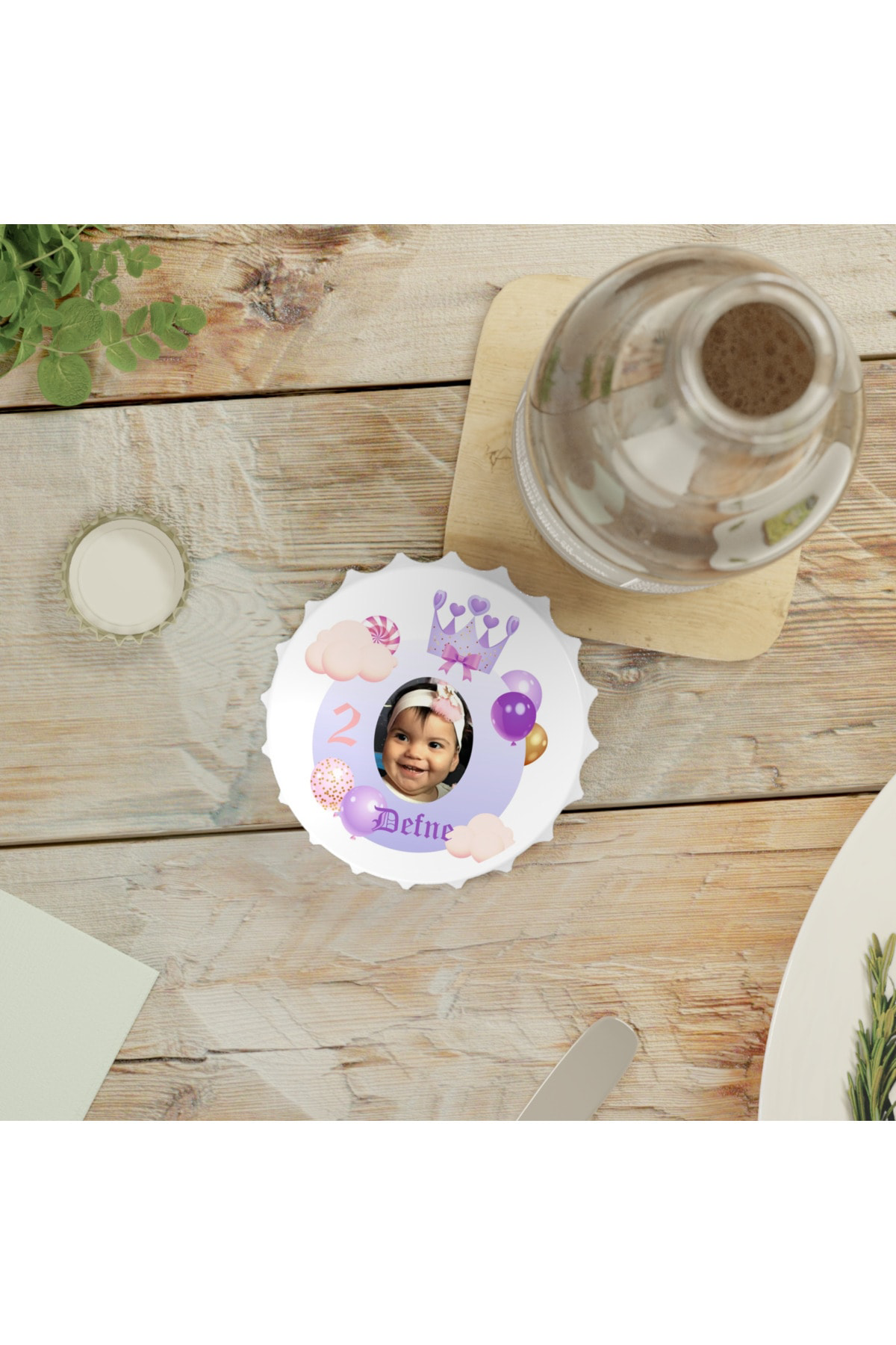 Leylaser 50 Adet Kapak Açacak Resimli Kişiye Özel Magnet Buzdolabı Süsü, D