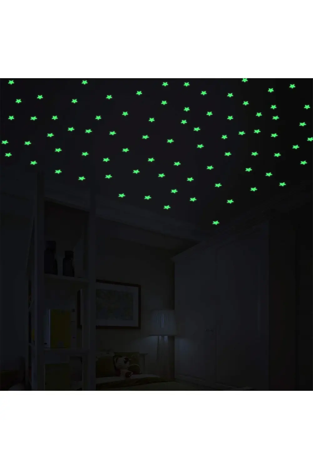50 Adet Karanlıkta Parlayan Fosforlu Ay Ve Yıldız Tasarımlı Dekor