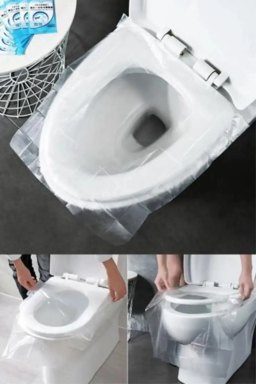 ® 50 Adet Kullan At Pratik Kullanımlı Hijyenik Klozet Kapağı Poşe