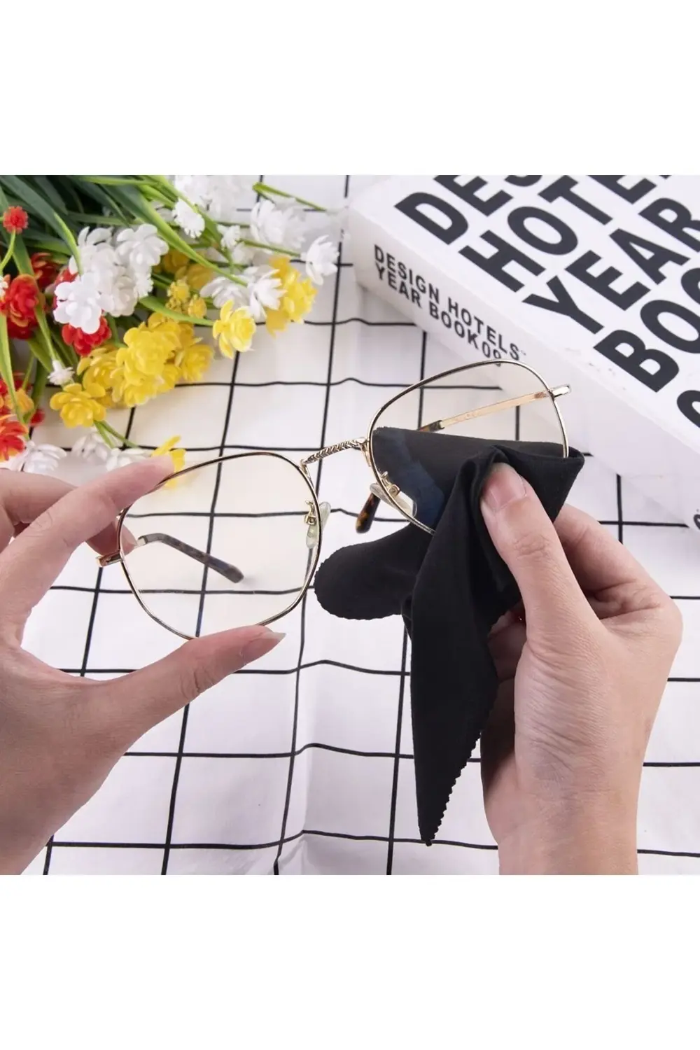 50 Adet Microfiber Gözlük Temizleme Bezi %100 Microfiber 15x15