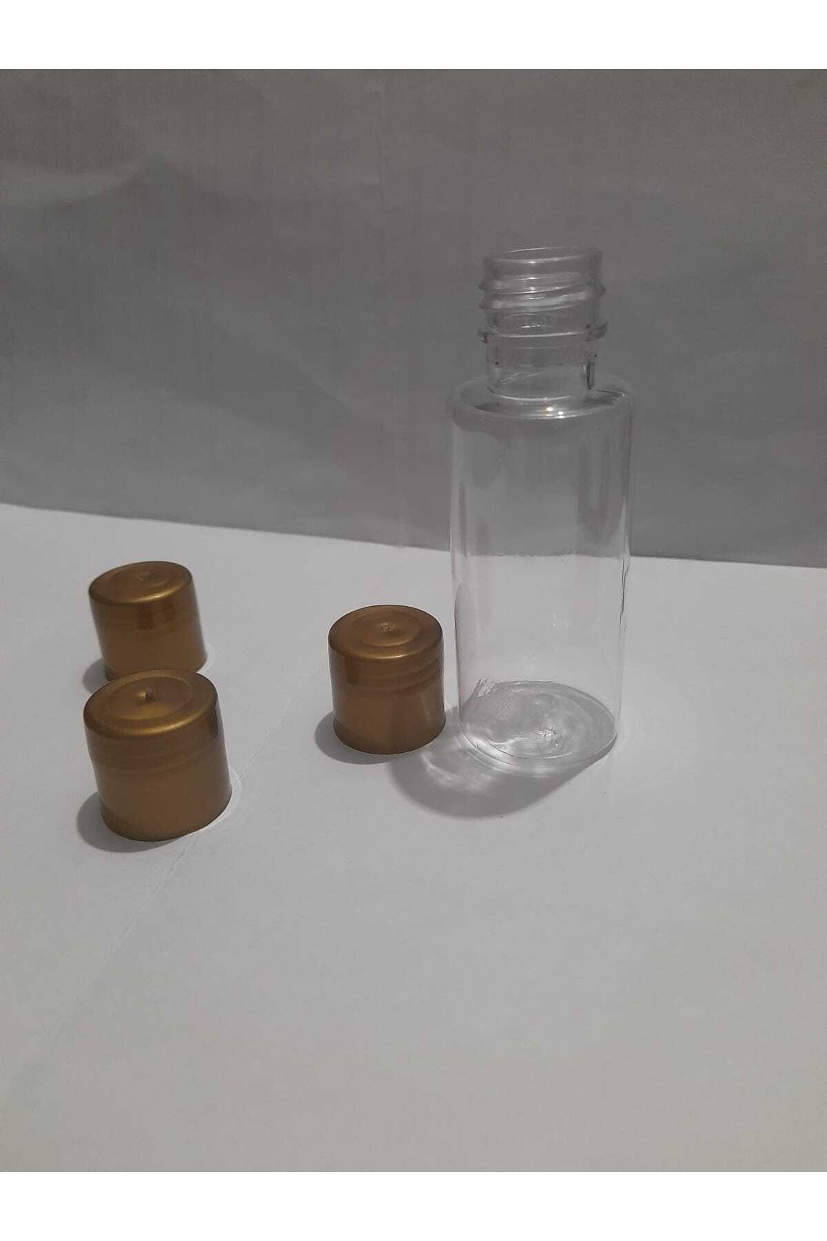 Kayapetlastik 50 Adet Mini Boş Plastik Mini Şişe .Gold Kapak.Şampuan Duş Jeli S