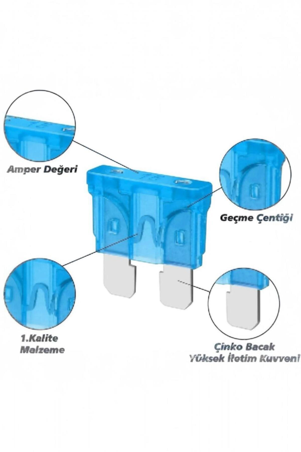 50 ADET Mini Tip 15A Oto Sigorta – Kısa Devre ve Aşırı Akım Korum