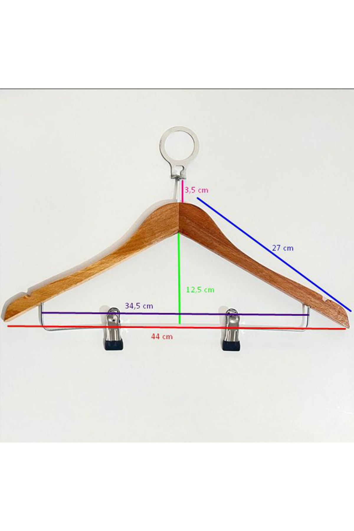 Private 50 Adet Otel Tipi Ahşap Mandallı Etek Pantolan Elbise Kostüm Askı