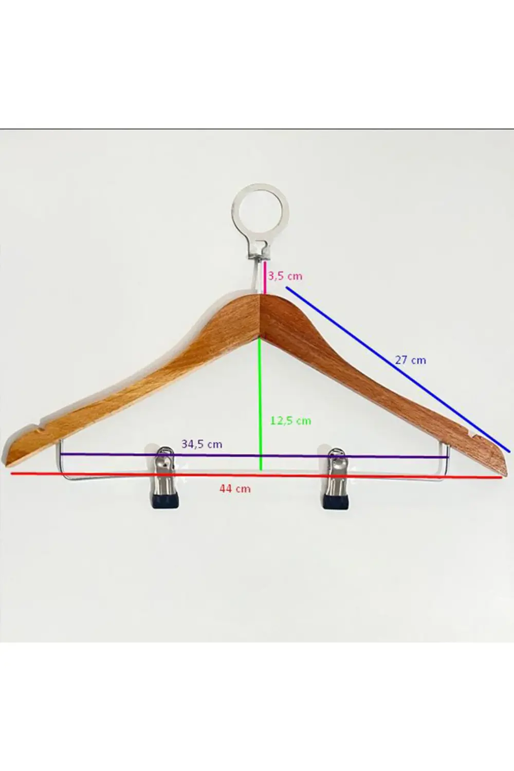 50 Adet Otel Tipi Ahşap Mandallı Etek Pantolan Elbise Kostüm Askı