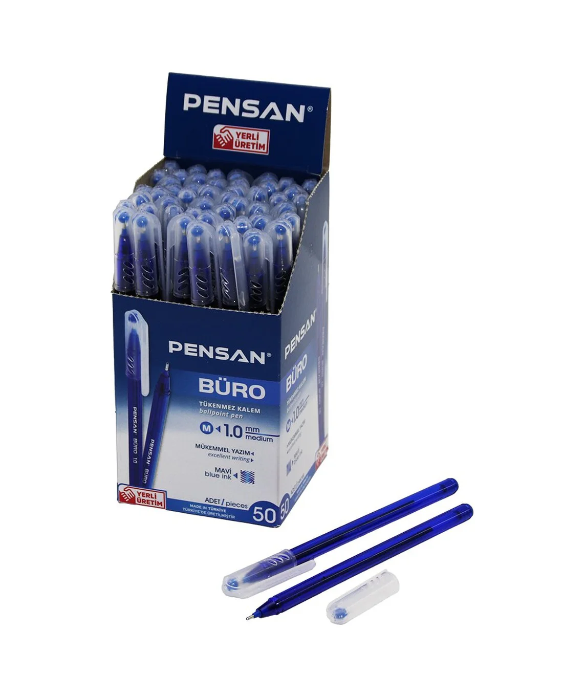 50 Adet Pensan Büro Mavi Tükenmez Kalem M-medium - 1.0mm Uç 5256