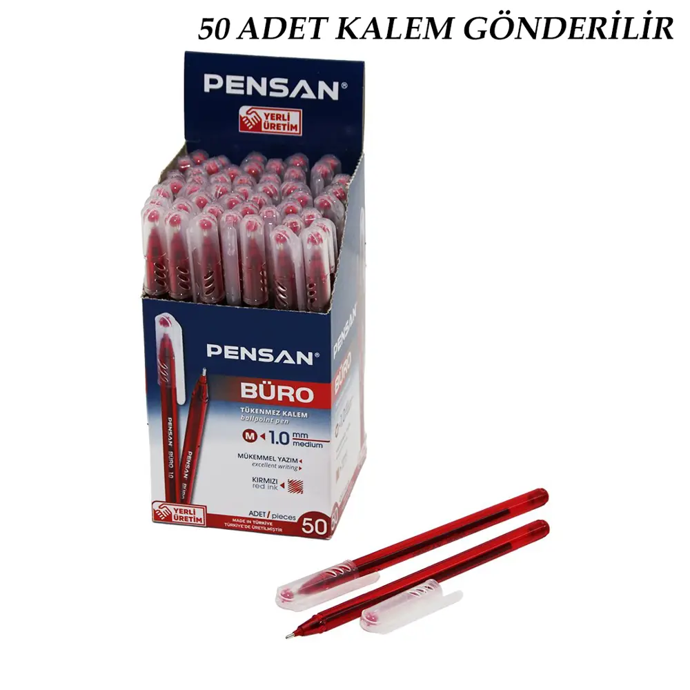 50 ADET PENSAN BÜRO KIRMIZI TÜKENMEZ KALEM M-MEDİUM - 1.0MM UÇ (4