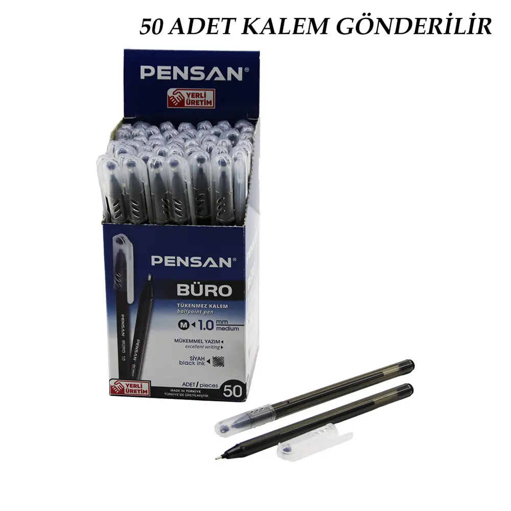 50 ADET PENSAN BÜRO SİYAH TÜKENMEZ KALEM M-MEDİUM - 1.0MM UÇ (474 50 ADET PENSAN BÜRO SİYAH TÜKENMEZ KALEM M-MEDİUM - 1.0MM UÇ (474