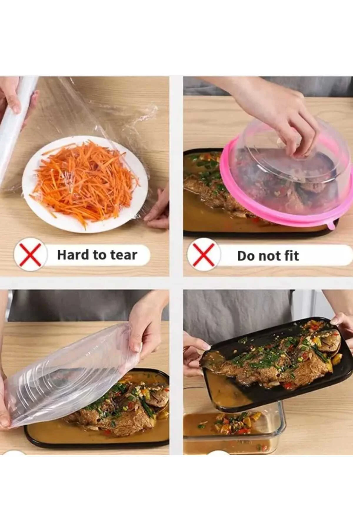 50 Adet Pratik Tazeliği Koruyan Tencere ve Tabak Bonesi - Çok Ama