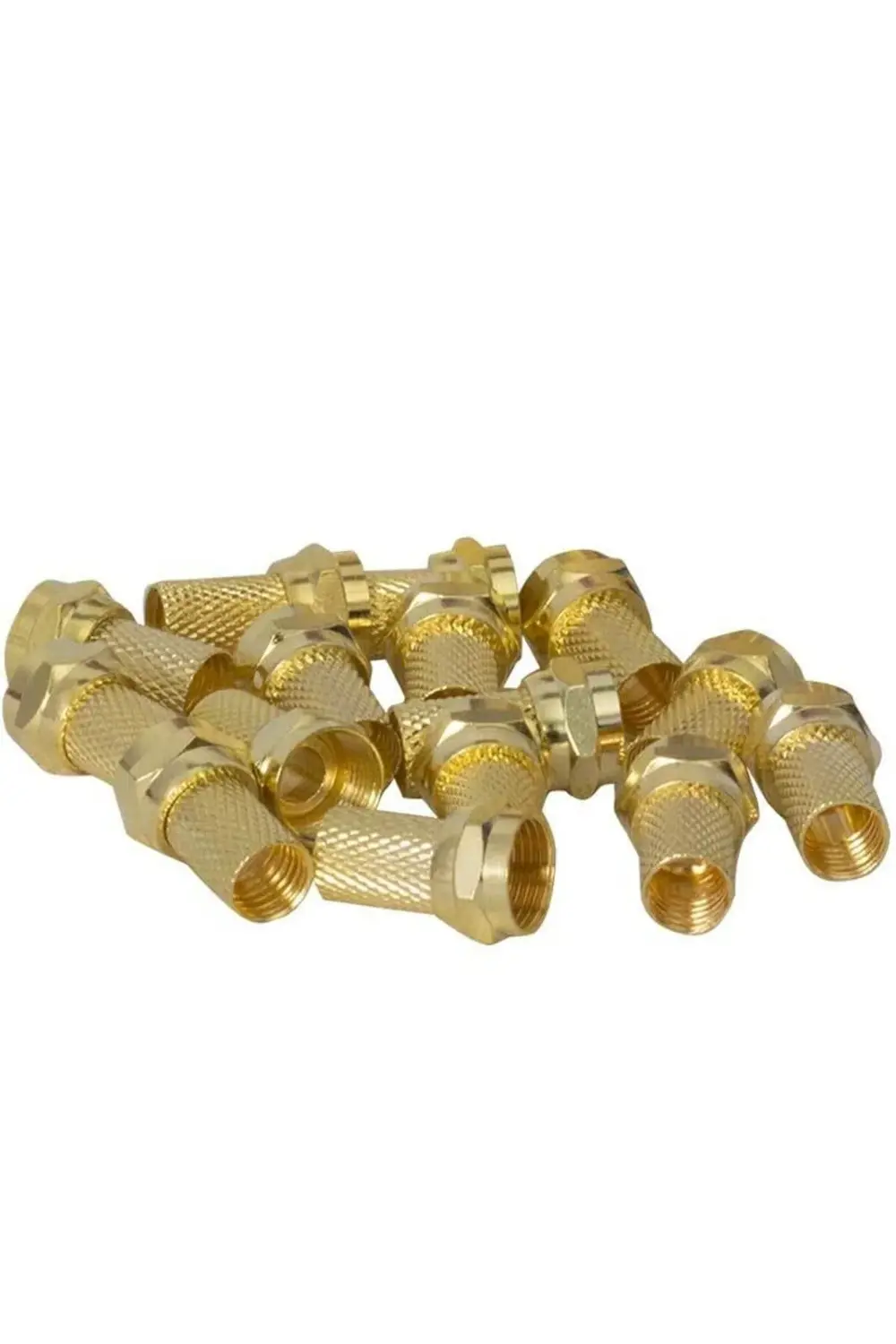 50 Adet RG6/U4 Geniş Altın F Konnektör – Anten ve Uydu Kablo Ucu