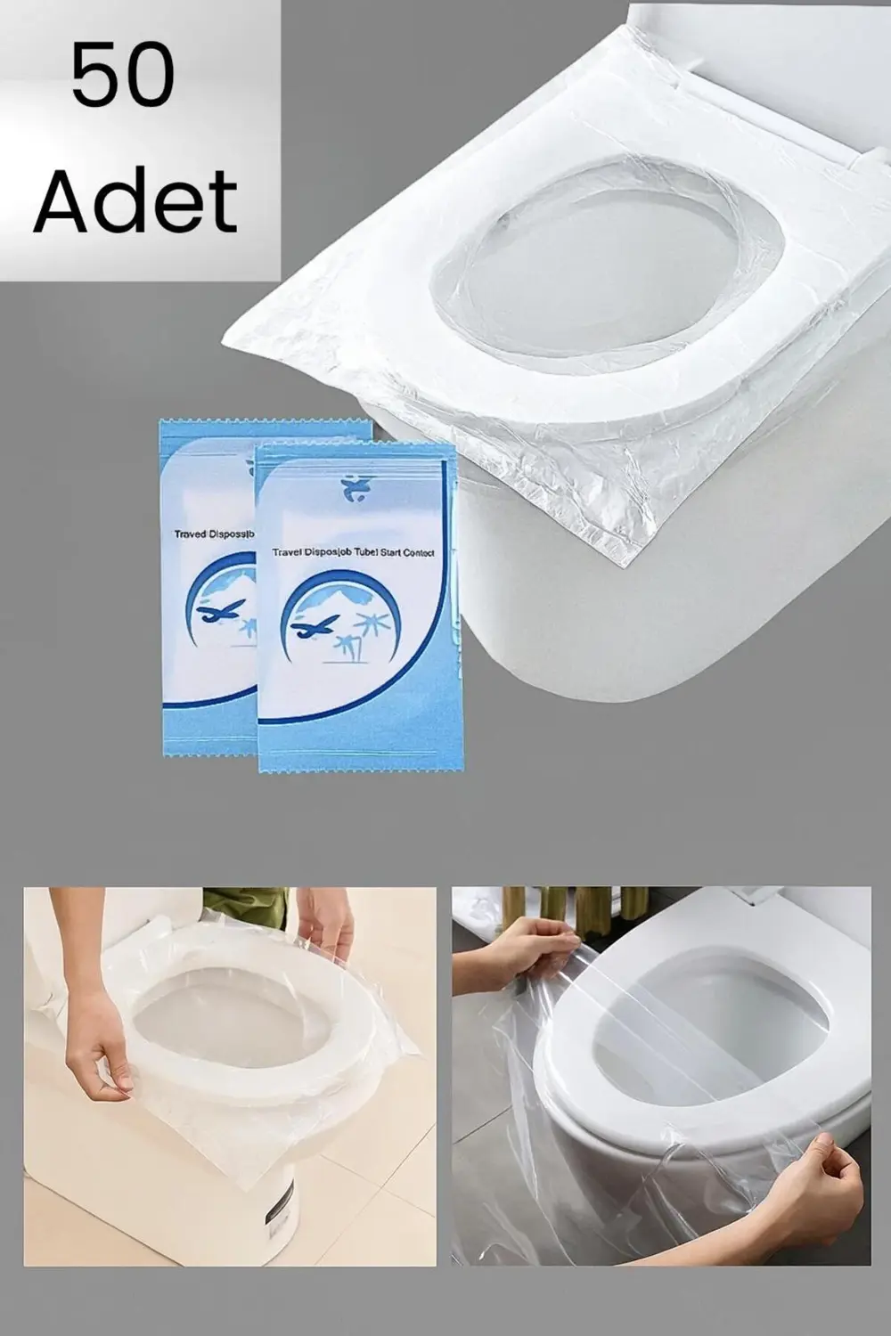 50 Adet Tek Kullanımlık Tuvalet Klozet Örtüsü – Hijyenik Seyahat