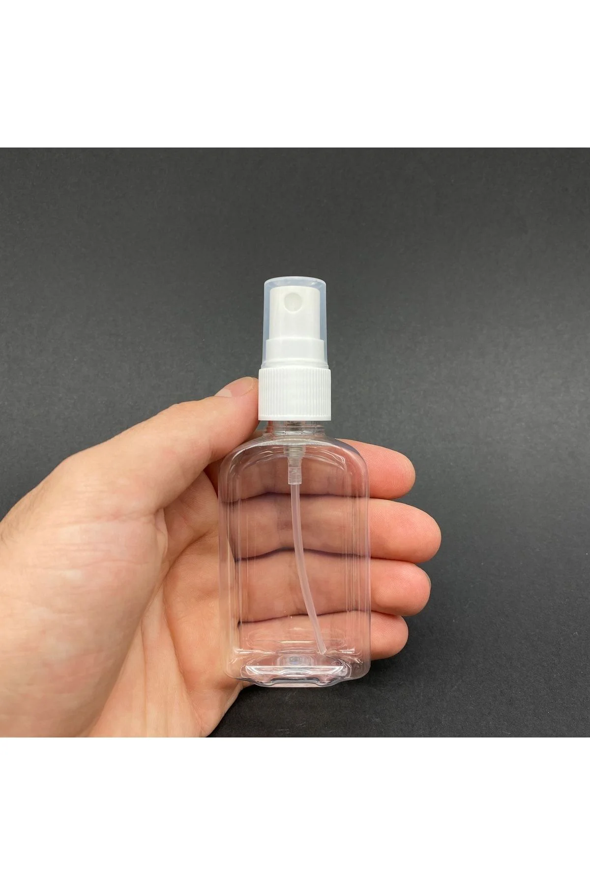 50 cc Yassı Plastik Şişe - Beyaz Spreyli - 50 Ml Spreyli Pet Şişe