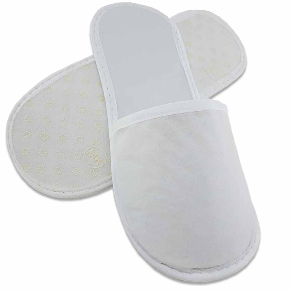 Private 50 Çift Kaymaz Taban Biyeli Beyaz Tela Otel Terliği Tek Kullanıml