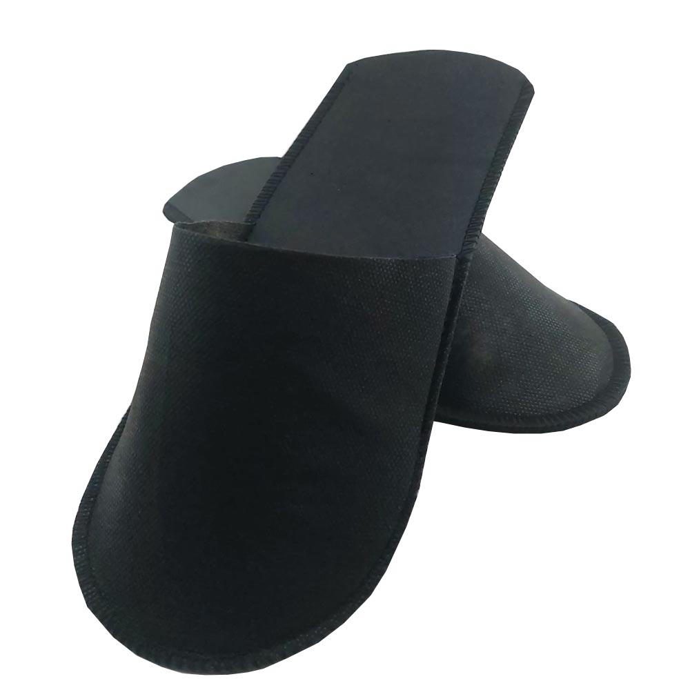 Private 50 Çift Overloklu Siyah Tela Otel Terliği Tek Kullanımlık Kullan 