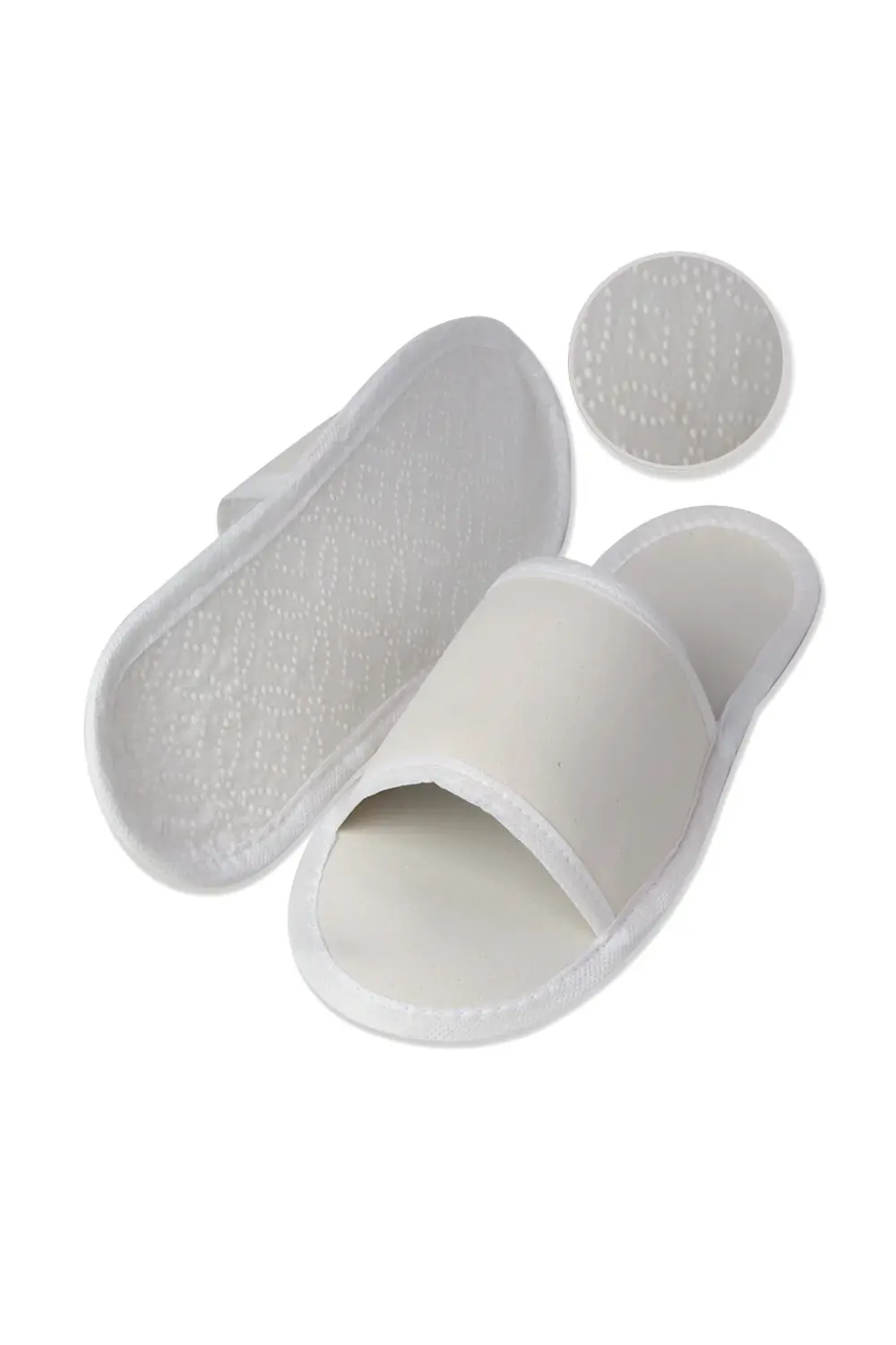 50 Çift Spa Terliği Önü Açık Kaymaz Tabanlı Biyeli Beyaz Otel Ter