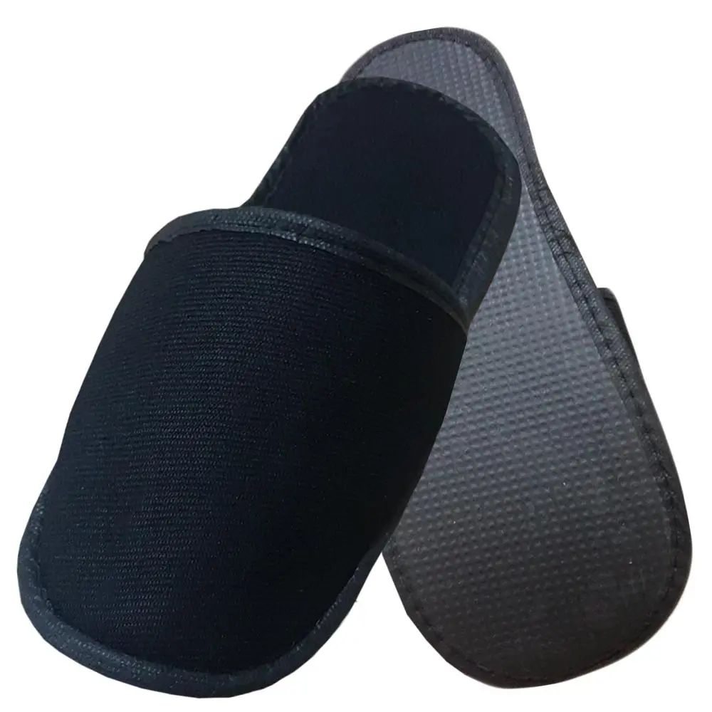 50 Çift Tek Katlı Havlu Siyah Otel Terliği Tek Kullanımlık Kullan